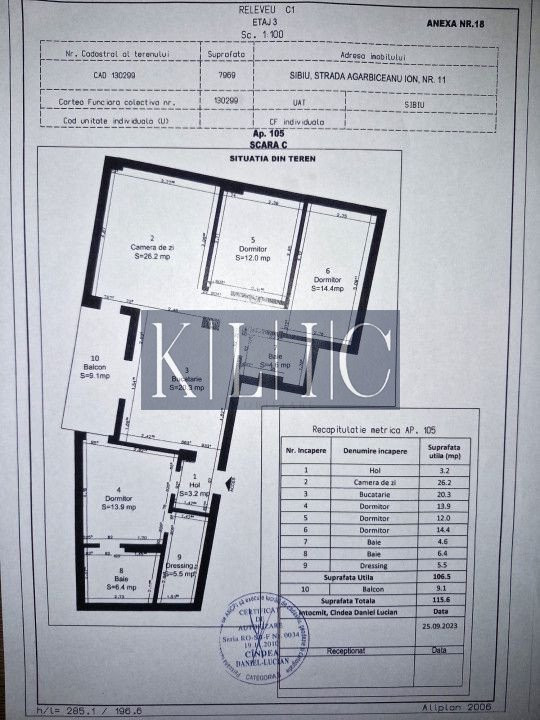 Apartament INTABULAT 4 camere decomandat 106mpu cartier Turnişor Sibiu