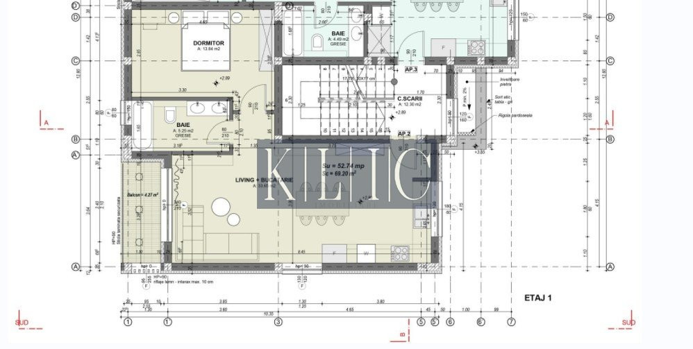 Apartament modern 2 camere o baie ultrafinisat 52,74 mpu Arhitectilor