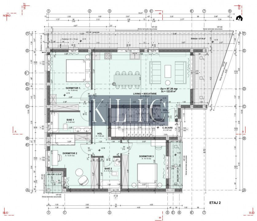 Apartament modern 3 camere 2 bai ultrafinisat terasa 27mp Arhitectilor