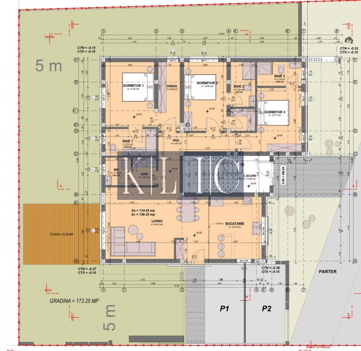 Apartament modern 4 camere 4 bai ultrafinisat teren 174mp Arhitectilor