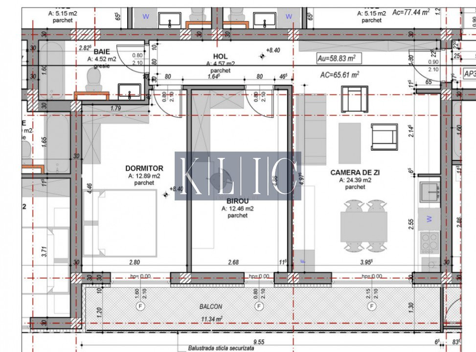 Aprtament 3 camere de vanzare 59mpu balcon parcare Doamna Stanca Sibiu